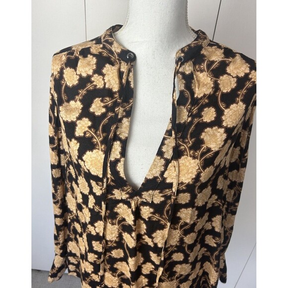 Free People Womens Small Mia Floral Print Tie Neck Tunic Top Long Sleeve NWT - Picture 3 of 11